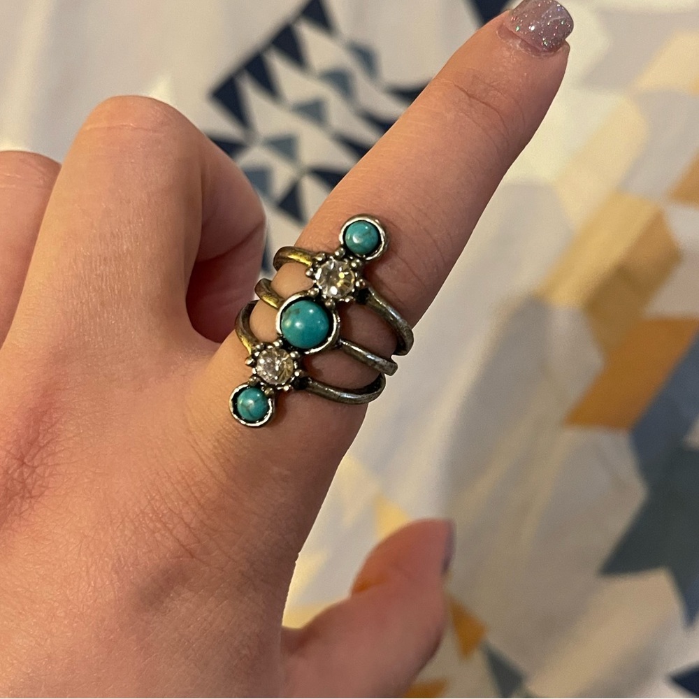 Long Faux Turquoise Ring